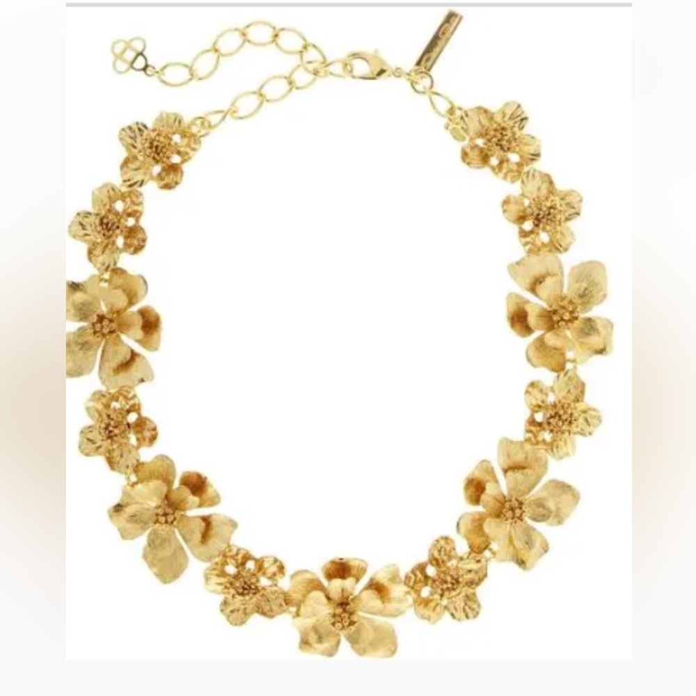 Oscar de la Renta Gold Floral Statement Necklace